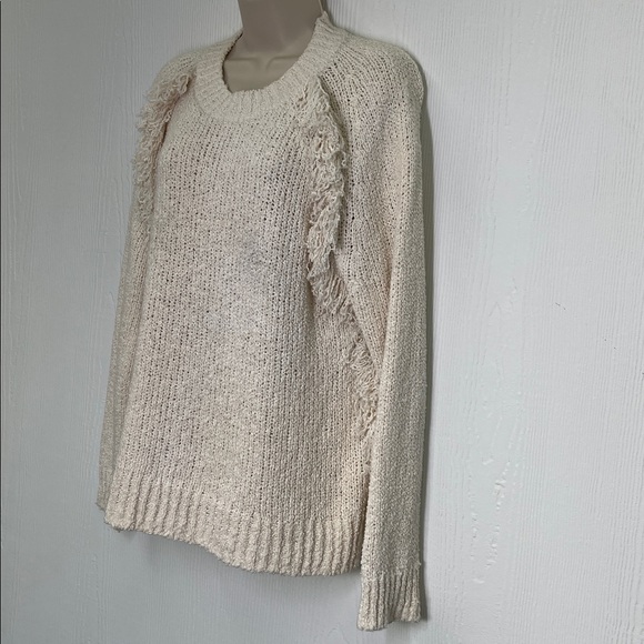 Madewell - Ivory Loop Edge Long Sleeve Chunky Crewneck Sweater Size Large - Picture 7 of 11